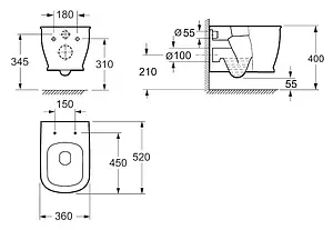 Унитаз подвесной безободковый BelBagno Prado белый BB10150CH, 5