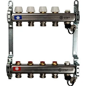 Группа коллекторная без расходомеров 7 отводов 1&quot;в/в x ¾&quot;ек Stout SMS-0932-000007, 1