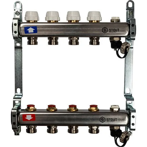 Группа коллекторная без расходомеров 7 отводов 1&quot;в/в x ¾&quot;ек Stout SMS-0932-000007