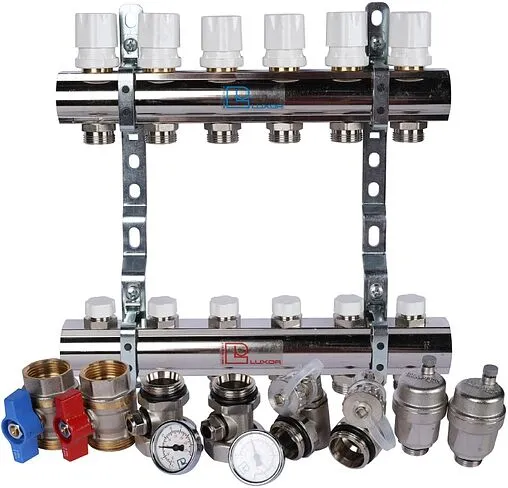 Группа коллекторная без расходомеров 6 отводов 1&quot;в/в x ¾&quot;ек Luxor CD 468M/6 15552706MN
