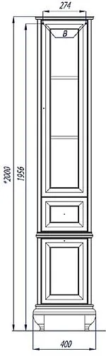 Шкаф-пенал напольный с бельевой корзиной Aquaton Беатриче 40 R слоновая кость/патина 1A187403BEM6R