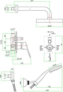 Душевая система со смесителем для душа Fiore Kyro хром 86CR6519 Душевая система со смесителем для душа Fiore Kyro хром 86CR6519, 2