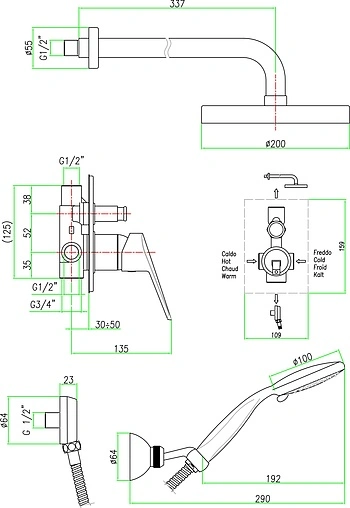 Душевая система со смесителем для душа Fiore Kyro хром 86CR6519