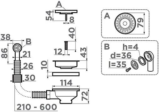 Выпуск с корзиной для мойки с круглым переливом Omoikiri D-01-AB022 античная латунь 4996529 Выпуск с корзиной для мойки с круглым переливом Omoikiri D-01-AB022 античная латунь 4996529
