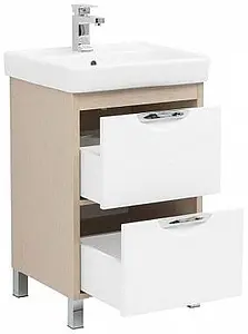 Тумба-умывальник напольная Aquanet Гретта 50 New белый/светлый дуб 00239399+00215661 Тумба-умывальник напольная Aquanet Гретта 50 New белый/светлый дуб 00239399+00215661, 3