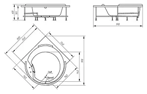 Ванна акриловая BellRado Маршал 160x160 BR7011023-01, 4