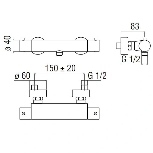 Термостат для душа Nobili Tago хром TG85330CR Термостат для душа Nobili Tago хром TG85330CR