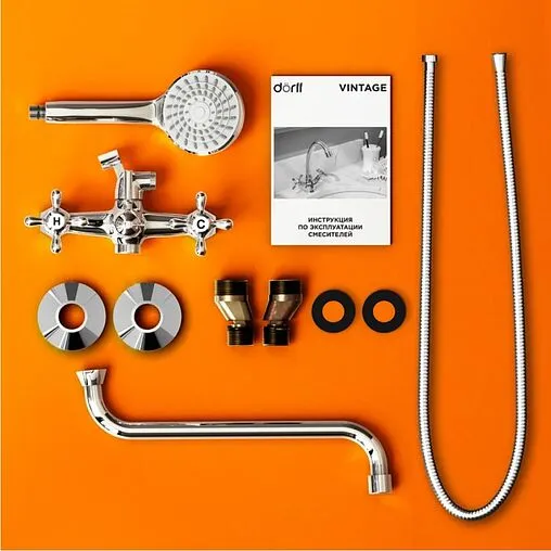 Смеситель для ванны с длинным изливом Dorff Vintage Хром D6095000 Смеситель для ванны с длинным изливом Dorff Vintage Хром D6095000