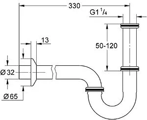 Сифон для биде Grohe хром 28961000 Сифон для биде Grohe хром 28961000, 2