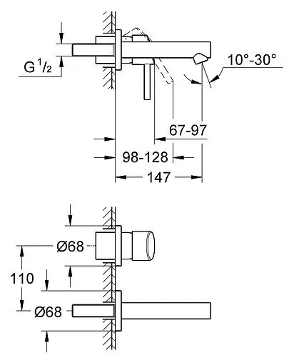 Смеситель для раковины из стены Grohe Concetto хром 19575001 Смеситель для раковины из стены Grohe Concetto хром 19575001