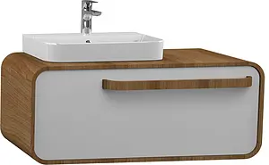 Тумба-умывальник подвесная ISVEA Soffice 110 тик/белый 23SQS303115I+10SQ50057SV Тумба-умывальник подвесная ISVEA Soffice 110 тик/белый 23SQS303115I+10SQ50057SV, 1