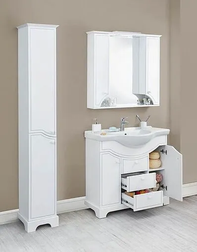 Шкаф-зеркало Aquaton Элен 85 белый 1A218802EN010