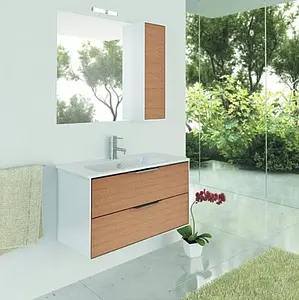 Шкаф-зеркало Comforty Сухуми 90 кофе полоска/белый, 3