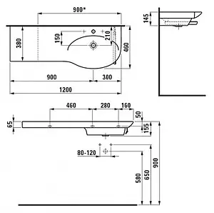 Раковина Laufen Palace 120 R белый 8.1670.5.000.104.1, 2