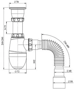 Сифон бутылочный для мойки Unicorn В220 Сифон бутылочный для мойки Unicorn В220, 2