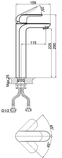 Смеситель для раковины D&amp;K Venice Gondola чёрный матовый DA1022018