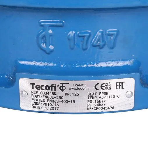 Клапан обратный поворотный двустворчатый межфланцевый Ду125 Ру16 Tecofi CB3448N-EP0125