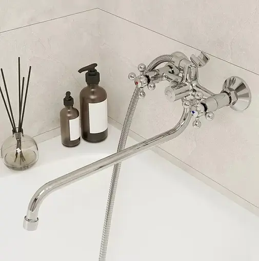 Смеситель для ванны с длинным изливом Milardo Double хром DOUSB02M10 Смеситель для ванны с длинным изливом Milardo Double хром DOUSB02M10