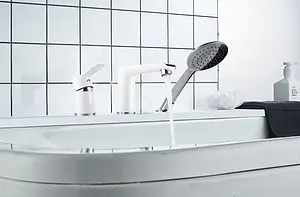 Смеситель на борт ванны на 3 отверстия Rossinka белый/хром W40-39 Смеситель на борт ванны на 3 отверстия Rossinka белый/хром W40-39, 5