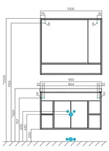 Тумба-умывальник подвесная Aquaton Флай 100 белый/дуб крафт 1A2375K0FAX10, 2