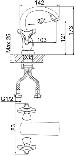 Смеситель для раковины D&amp;K Hessen Goethe хром DA1382141