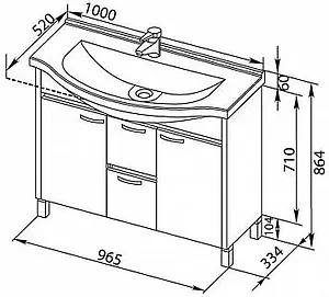 Тумба-умывальник напольная Aquanet Донна 100 венге 00169183+00168866, 2