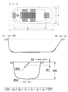 Ванна стальная BLB Universal HG 150x75 белый B55H Ванна стальная BLB Universal HG 150x75 белый B55H, 2