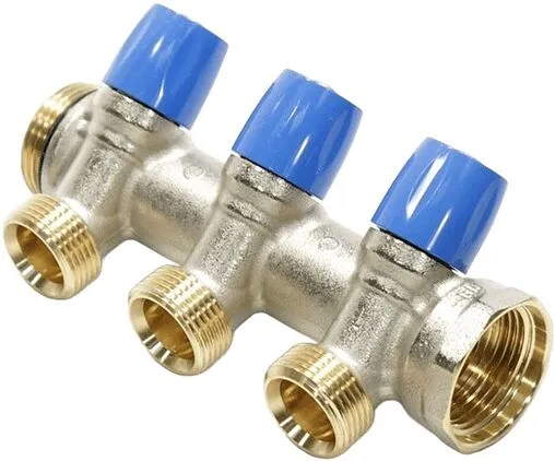 Коллектор регулирующий проходной 3 отвода синий 1&quot;в/н x ¾&quot;ек General Fittings 6300E7N1005B3A