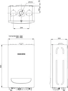 Настенный газовый котел двухконтурный турбированный 35кВт Navien Deluxe Comfort Coaxial 35K PNGB3510035L001, 2