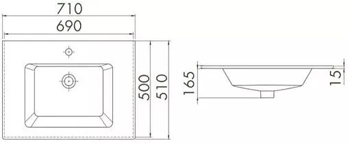 Раковина CeraStyle Ibiza 71 белый 050200-u-01