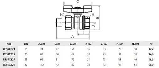 Кран шаровый с американкой 1"в x 1"н Giacomini R859X327 Кран шаровый с американкой 1"в x 1"н Giacomini R859X327