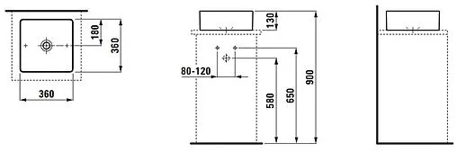 Раковина Laufen Living Square 36 белый 8.1143.3.000.112.1