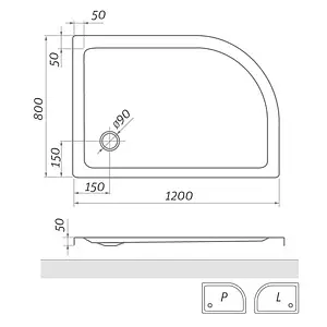Поддон для душа акриловый низкий 1200x800мм Roltechnik Flat Asymmetric 8000245 Поддон для душа акриловый низкий 1200x800мм Roltechnik Flat Asymmetric 8000245, 2
