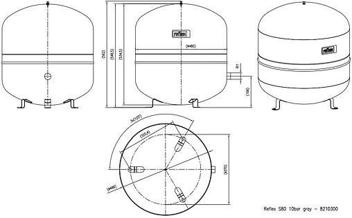 Гидроаккумулятор Reflex S 80л 10 бар 8210300