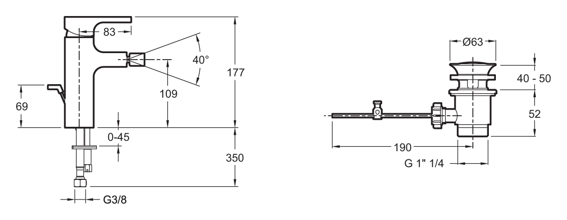 Смеситель для биде Jacob Delafon Strayt хром E98338-CP