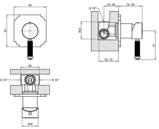 Смеситель для душа скрытого монтажа Cezares Olimp хром OLIMP-DIM2-01-L