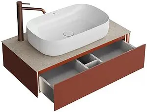 Тумба-умывальник подвесная Kerama Marazzi Magica 90 венецианский красный матовый MA.90.1\VR.M+MA.wb.65+, 4