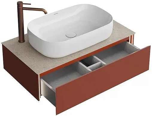 Тумба-умывальник подвесная Kerama Marazzi Magica 90 венецианский красный матовый MA.90.1\VR.M+MA.wb.65+