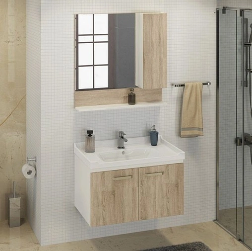 Тумба-умывальник подвесная Comforty Рига 80 дуб сонома/белый 00004139026CF