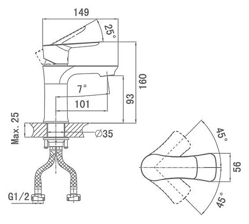 Смеситель для раковины D&amp;K Reisling Rhein хром DA1272101