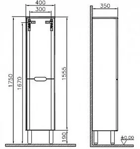 Шкаф-пенал с бельевой корзиной VitrA Sentо 40 R белый матовый/светлое дерево 60842 Шкаф-пенал с бельевой корзиной VitrA Sentо 40 R белый матовый/светлое дерево 60842, 2