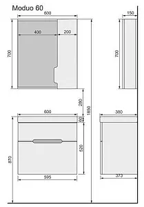 Тумба-умывальник подвесная Jorno Moduo Slim 60 белый Mod.01.60/P/W+S-UM-MOD6OSL/1 Тумба-умывальник подвесная Jorno Moduo Slim 60 белый Mod.01.60/P/W+S-UM-MOD6OSL/1, 2