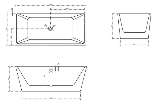 Ванна акриловая отдельностоящая Abber 170x80 AB9224-1.7