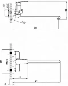 Смеситель для ванны с длинным изливом SMARTsant Онли хром SM313502AA(A), 2