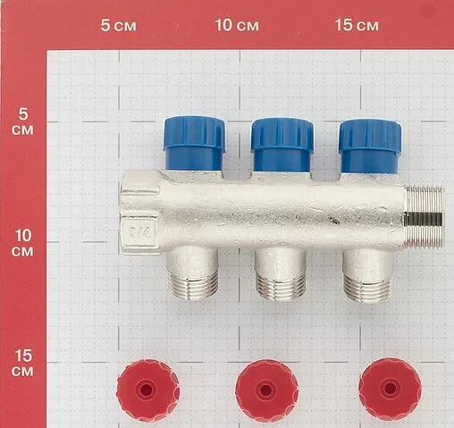 Коллектор регулирующий проходной 3 отвода ¾"в/н x ½"к Valtec VTc.560.N.0503 Коллектор регулирующий проходной 3 отвода ¾"в/н x ½"к Valtec VTc.560.N.0503