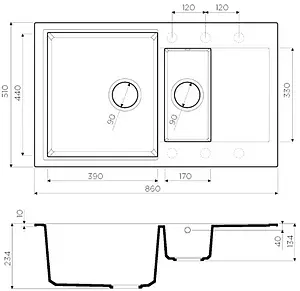 Мойка кухонная Omoikiri Daisen 86-2-BE ваниль 4993471 Мойка кухонная Omoikiri Daisen 86-2-BE ваниль 4993471, 2