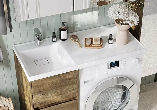 Тумба-умывальник напольная над стиральной машиной Aquaton Лондри 105 L дуб рустикальный 1A2670K1LHDR0+