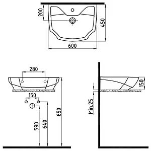 Раковина Bien Fracture 60 белый FRLG06001VD1W3000, 2