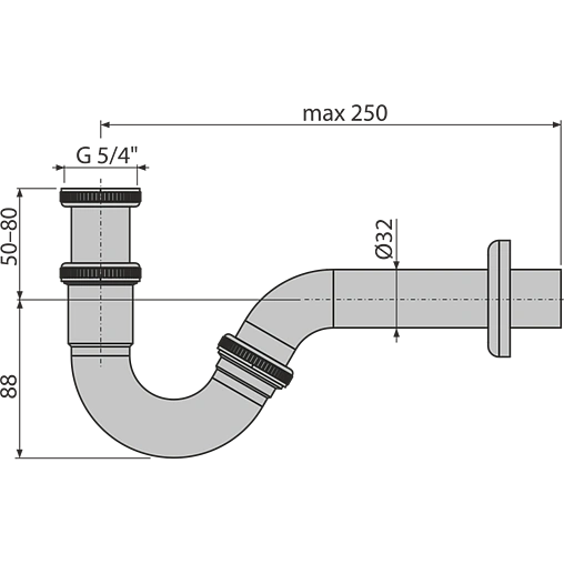 Сифон для биде AlcaPlast хром A45G