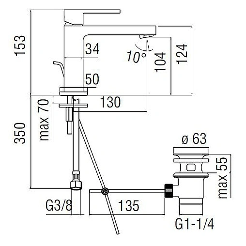 Смеситель для раковины Nobili Up хром UP94118/1CR